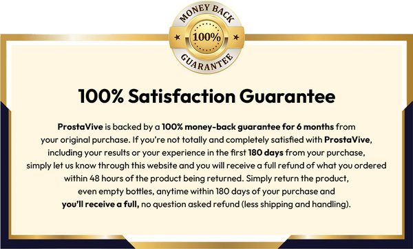 ProstaVive 180 day money back guarantee